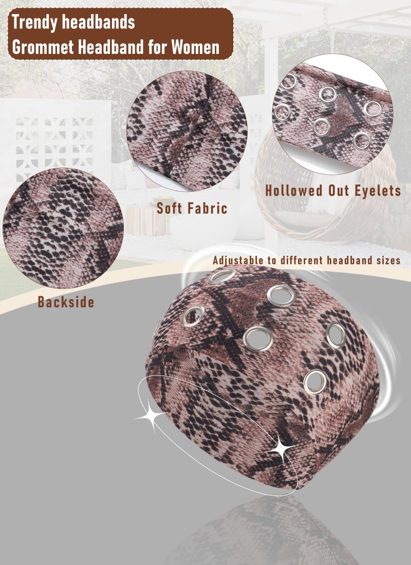 CHLINS 3 Pcs Punk Hollowed Out Eyelets Grunge Wide Headbands for Women Stretchy Metal Rock for Sports Casual Hair Bands Y2K Daily Hair Accessories - Image 3